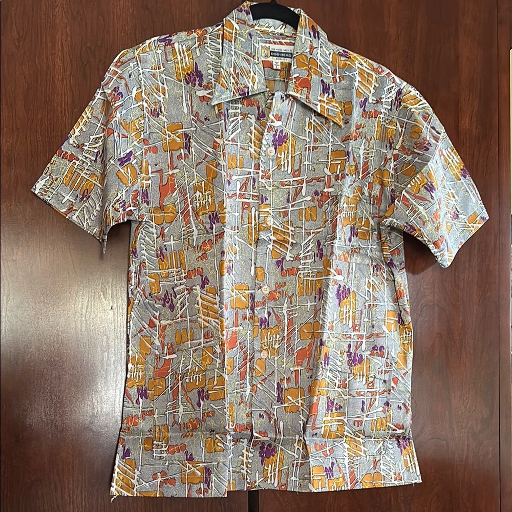 Vibrant Orange and Purple Casual Button Down Shirt